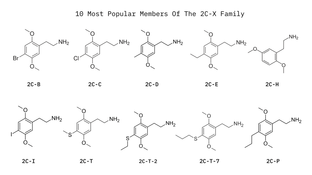 10 most popular members of the 2c-x family