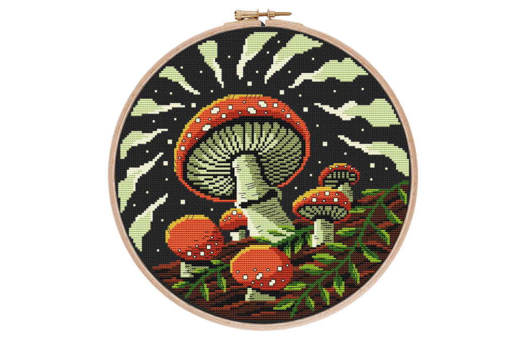 Embroidery Stencil #107, Mushrooms - A Threaded Needle